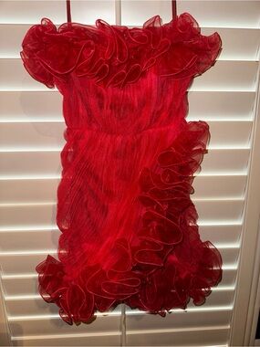 Girls' Red Ruffled Party Dress